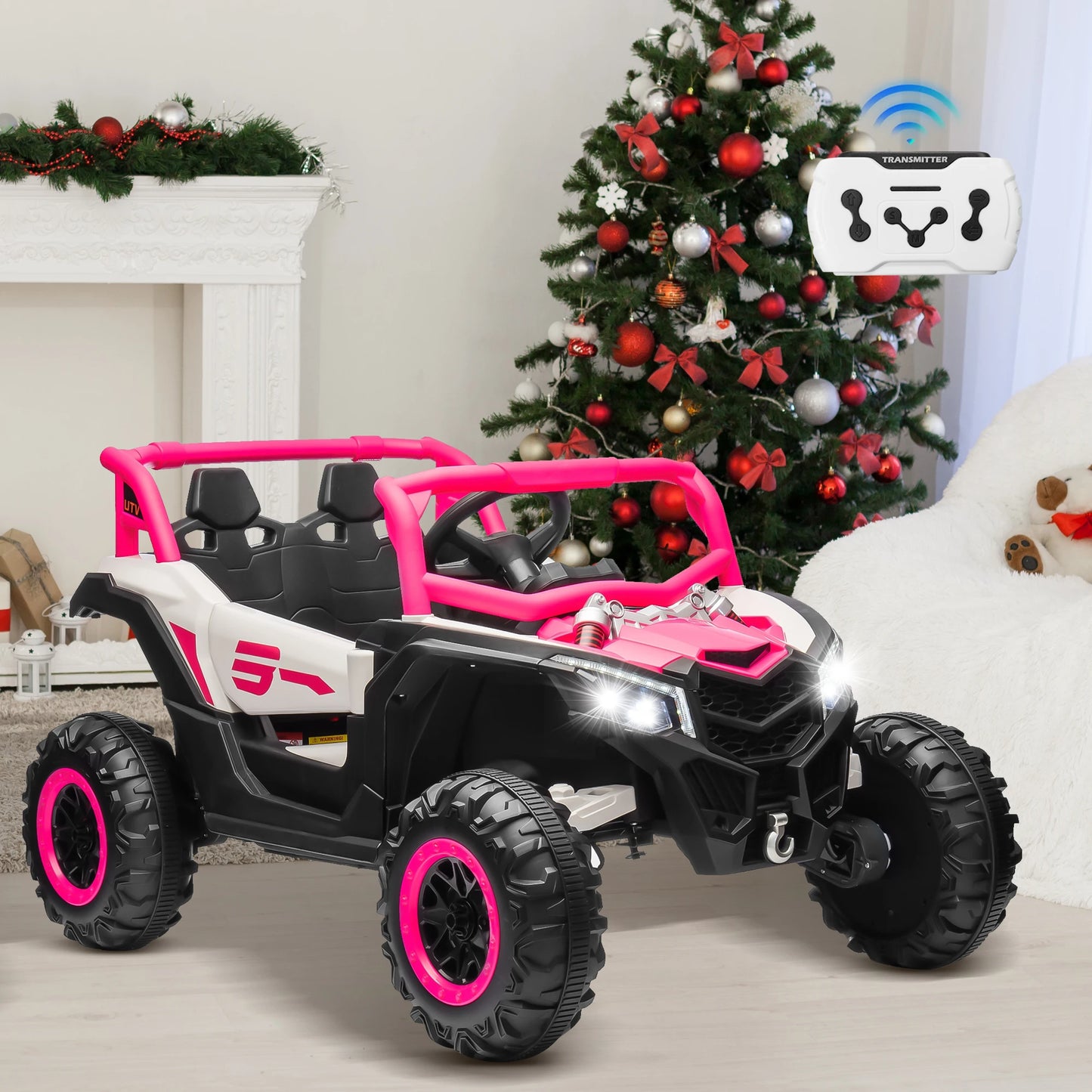 24V Ride On Car for Kids w/Remote Control, Battery Powered Off-Road UTV, 4x150W Motors,4 Shock Absorbers, 4.5 Mph Max S