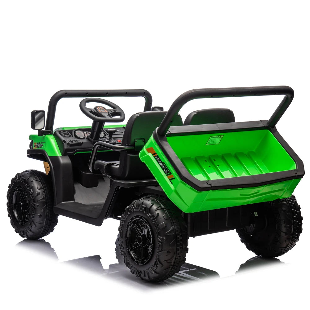 24V XXXL Kids Ride on UTV W/Parents Remote Control,Two-seater,Automatic Tipping Bucket,Rear Wheel Suspension,Slow Start