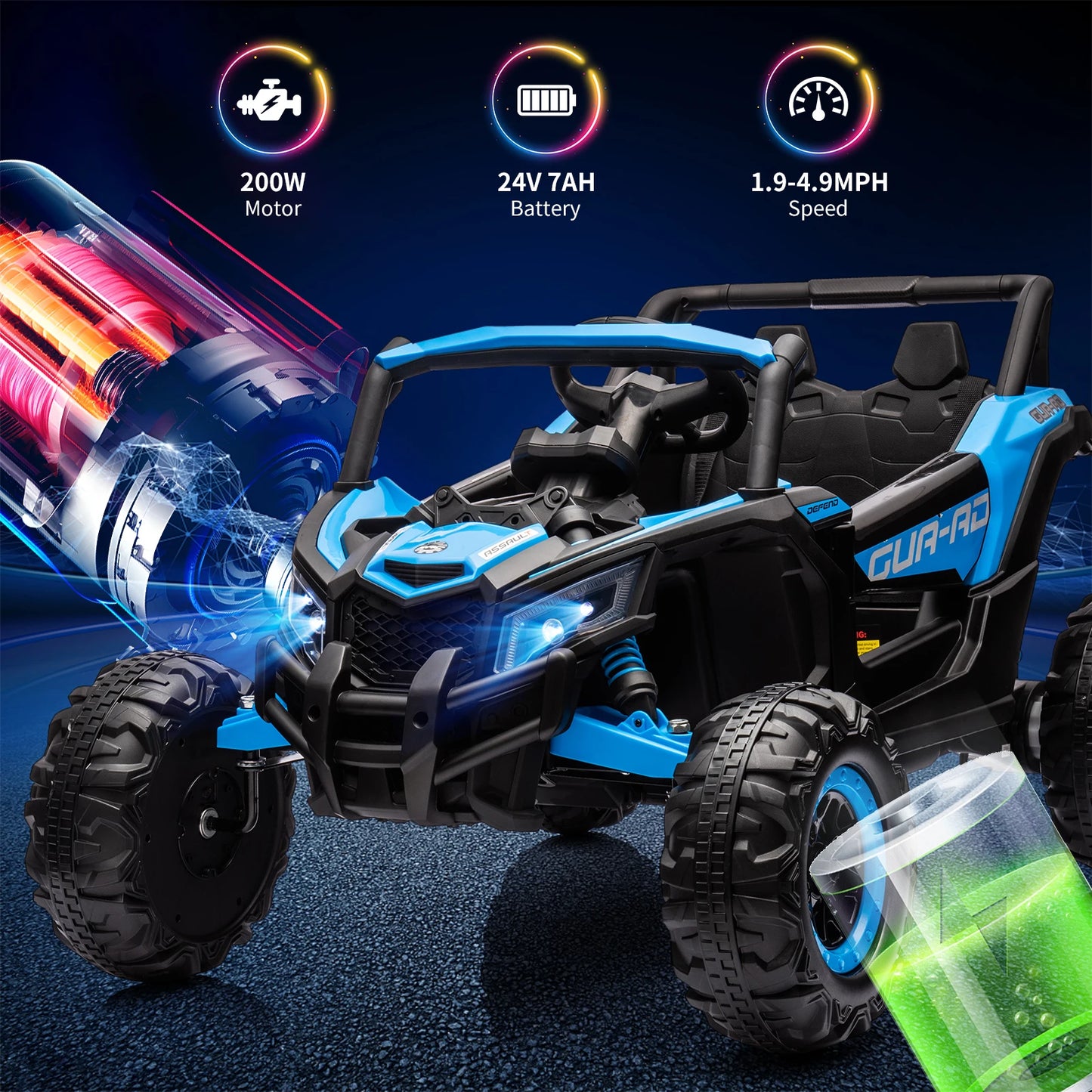 Kids UTV With Remote Control, 24V Ride On Car, Battery Powered Electric Vehicles, Spring Suspension, 200W Motor, Metal Frame