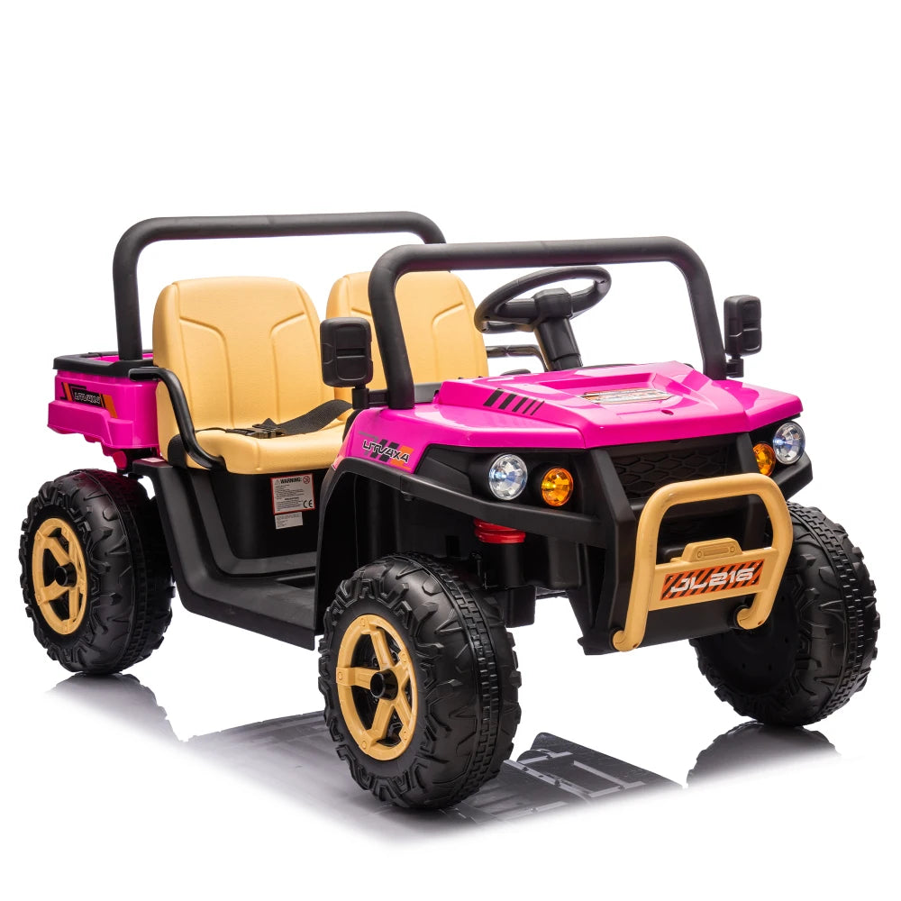 24V XXXL Kids Ride on UTV W/Parents Remote Control,Two-seater,Automatic Tipping Bucket,Rear Wheel Suspension,Slow Start