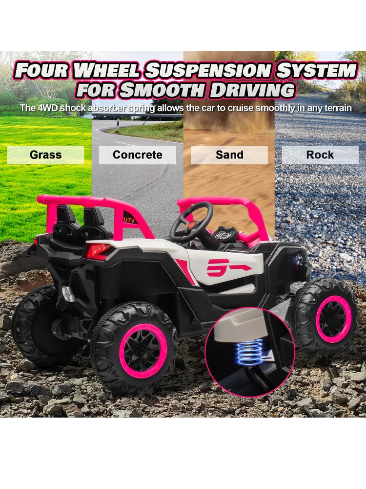 24V Ride On Car for Kids w/Remote Control, Battery Powered Off-Road UTV, 4x150W Motors,4 Shock Absorbers, 4.5 Mph Max S