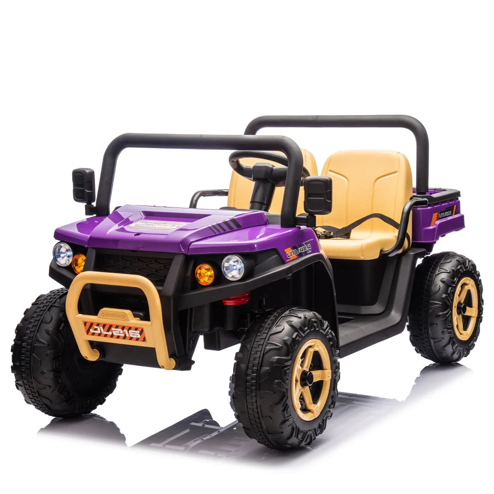 24V XXXL Kids Ride on UTV W/Parents Remote Control,Two-seater,Automatic Tipping Bucket,Rear Wheel Suspension,Slow Start
