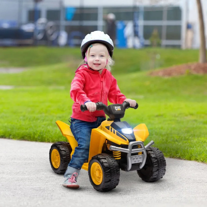 CAT Licensed Kids ATV, 6V Four-Wheeler for Kids with Horn, LED Headlights, Single-Button Start for 18-36 Months