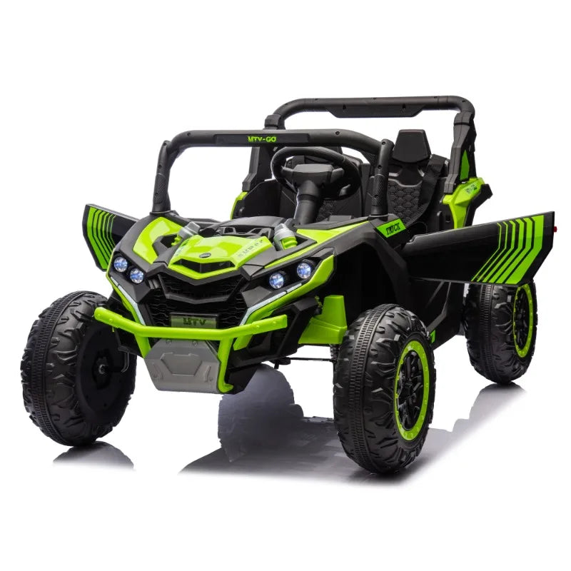 24V Two-Seater Kids Ride On UTV W/Parents Remote Control,Four-Wheel Suspension,Anti-collision bar,Music,Bluetooth for Kids 3+.