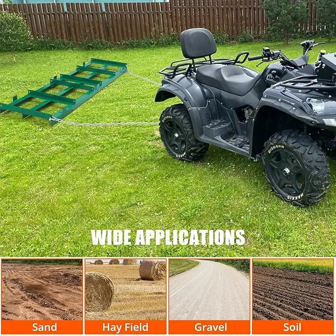 Land Leveler 48" Width, Heavy Duty Drag Harrow for ATV, UTV, Tractor - Lawn Rake, Versatile Applications, Enhanced Depth