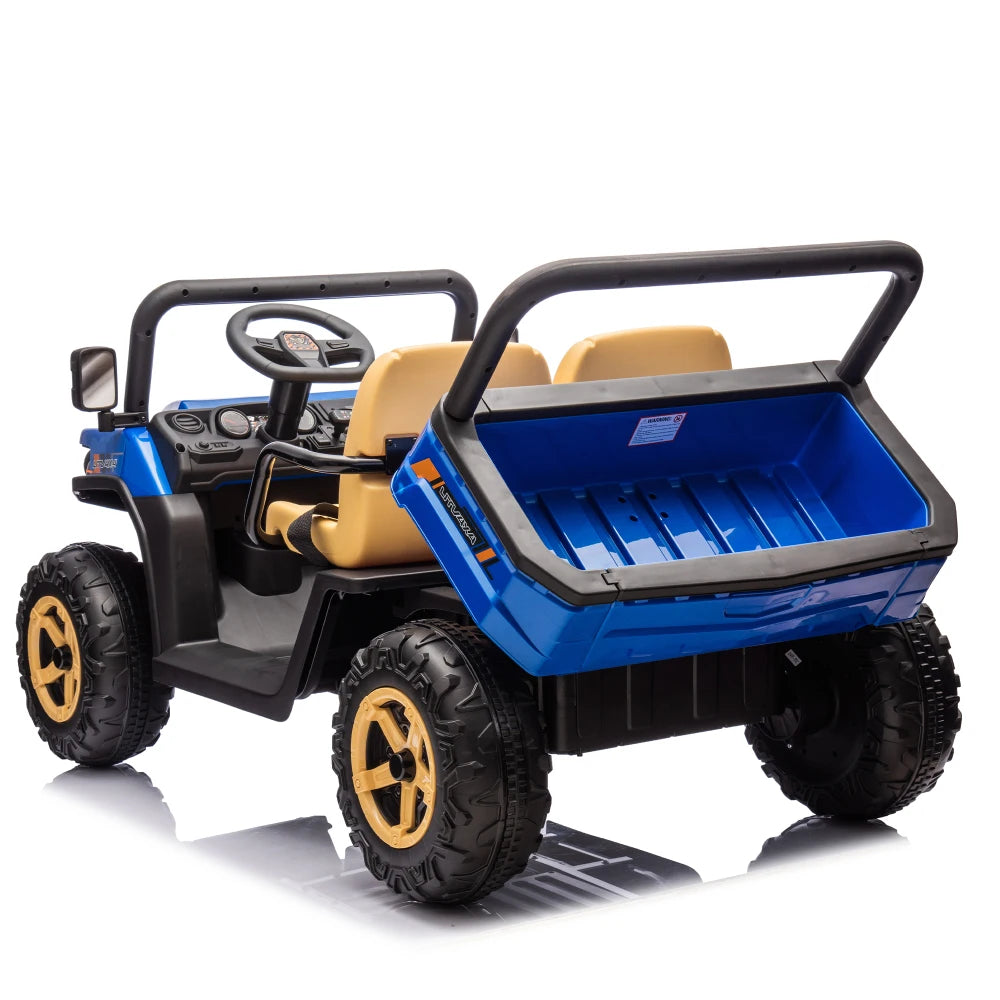 24V XXXL Kids Ride on UTV W/Parents Remote Control,Two-seater,Automatic Tipping Bucket,Rear Wheel Suspension,Slow Start