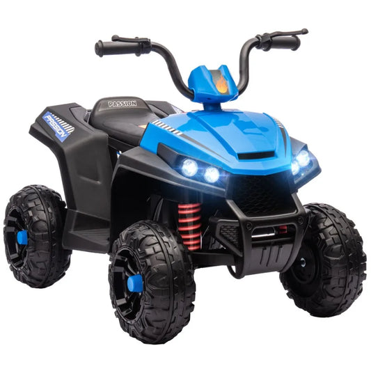 Qaba 12V ATV Battery Powered Four Wheeler with Spring Suspension Forward Reverse LED Lights Music MP3 Electric Car for Boys Gir