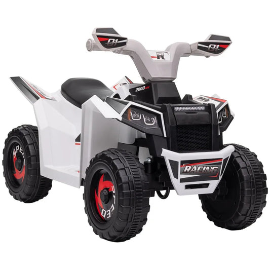 ATV Quad Car 6V FourWheeler for with Forward Backward Function WearResistant Wheels for Toddlers Ages 1836 Months White
