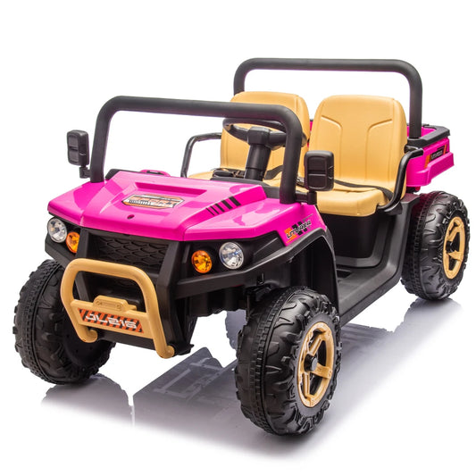 24V XXXL Kids Ride on UTV W/Parents Remote Control,Two-seater,Automatic Tipping Bucket,Rear Wheel Suspension,Slow Start