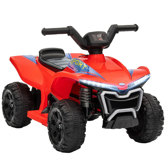 Qaba Kids ATV Quad, 6V Ride on Toy with 1.6MPH Max Speed Rechargeable Battery 4 Wheeler Battery Powered Lights Forward & Reverse