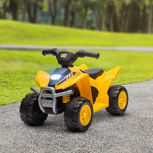 CAT Licensed Kids ATV, 6V Four-Wheeler for Kids with Horn, LED Headlights, Single-Button Start for 18-36 Months